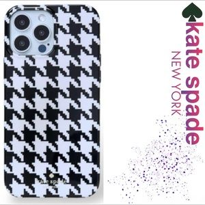 NWT KATE SPADE Houndstooth Printed Resin I-Phone 13 Pro Case!